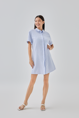 Cova Collared Shirt Dress in Baby Blue