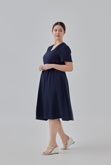 Kay V-Neck Dress in Navy Blue