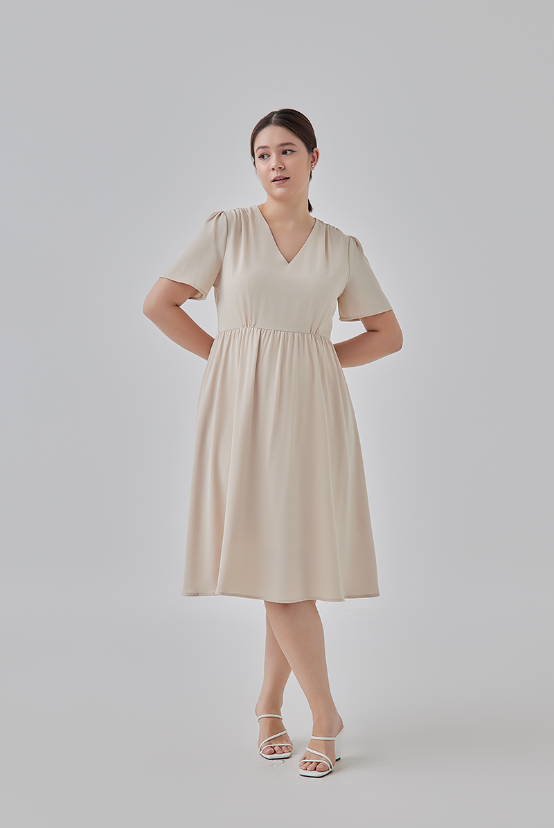 Kay V-Neck Dress in Oat