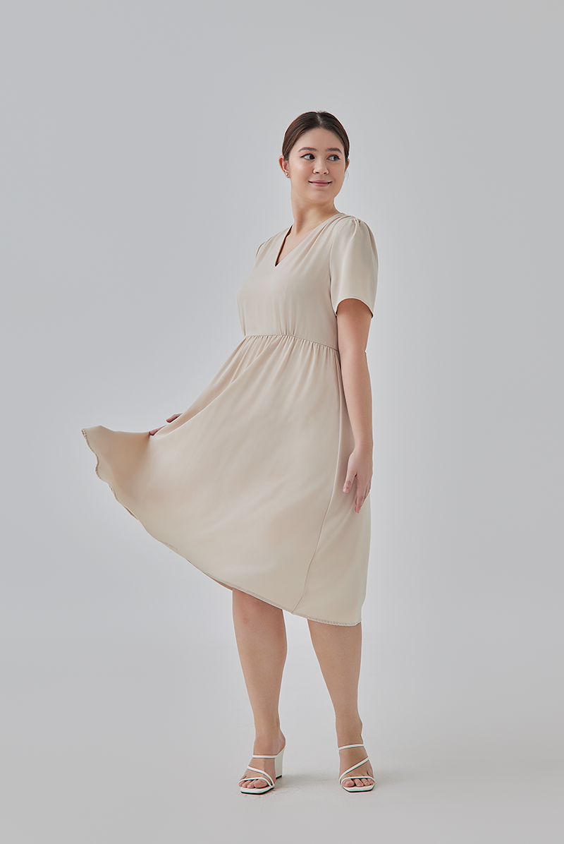 Kay V-Neck Dress in Oat