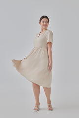 Kay V-Neck Dress in Oat