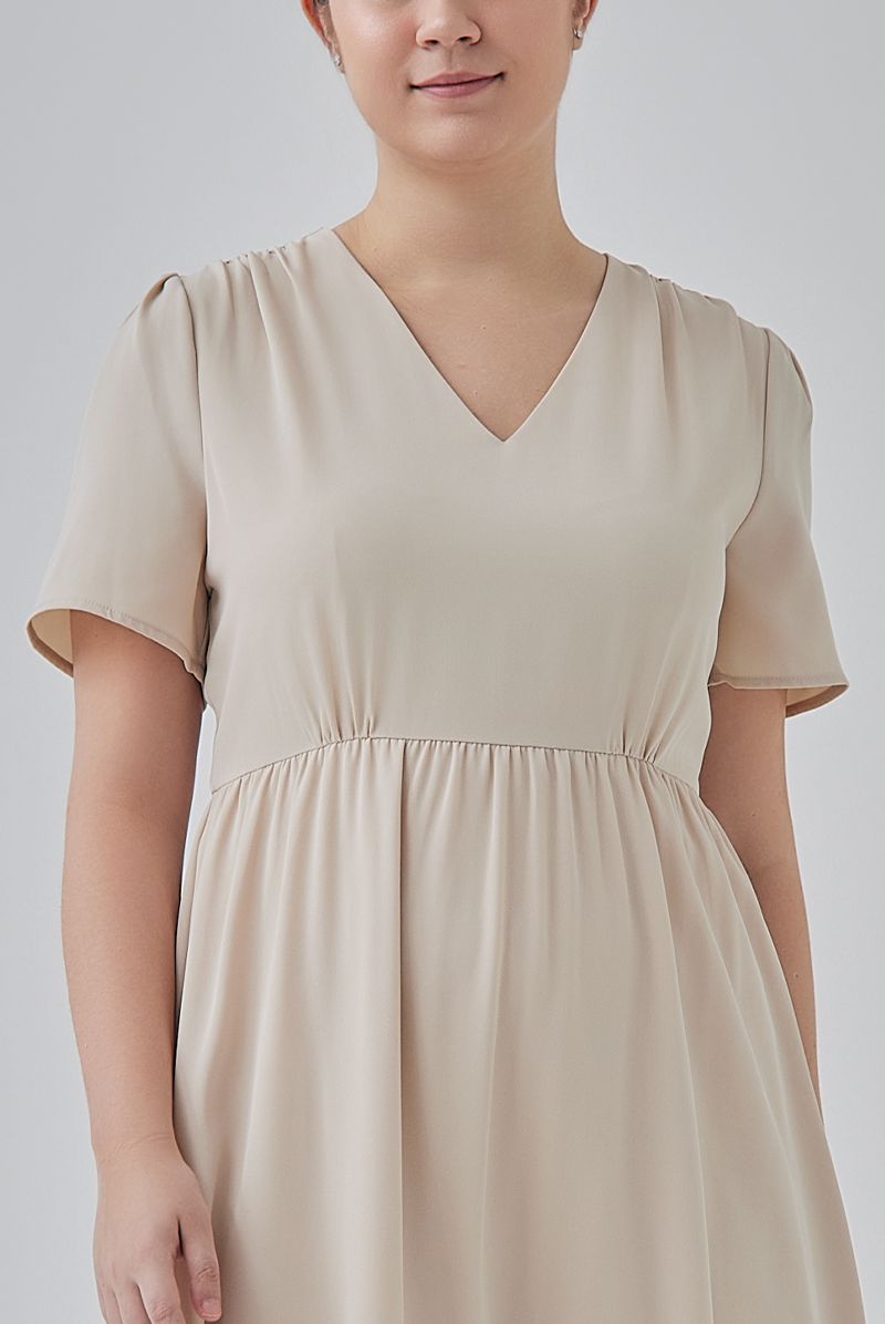 Kay V-Neck Dress in Oat