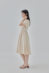 Kay V-Neck Dress in Oat