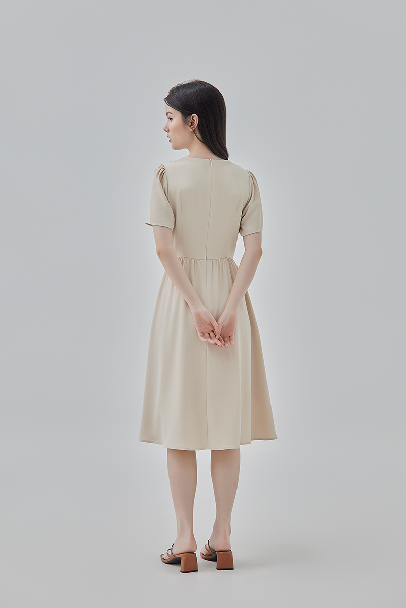 Kay V-Neck Dress in Oat