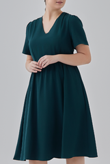 Kay V-Neck Dress in Pine