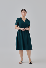 Kay V-Neck Dress in Pine