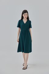 Kay V-Neck Dress in Pine