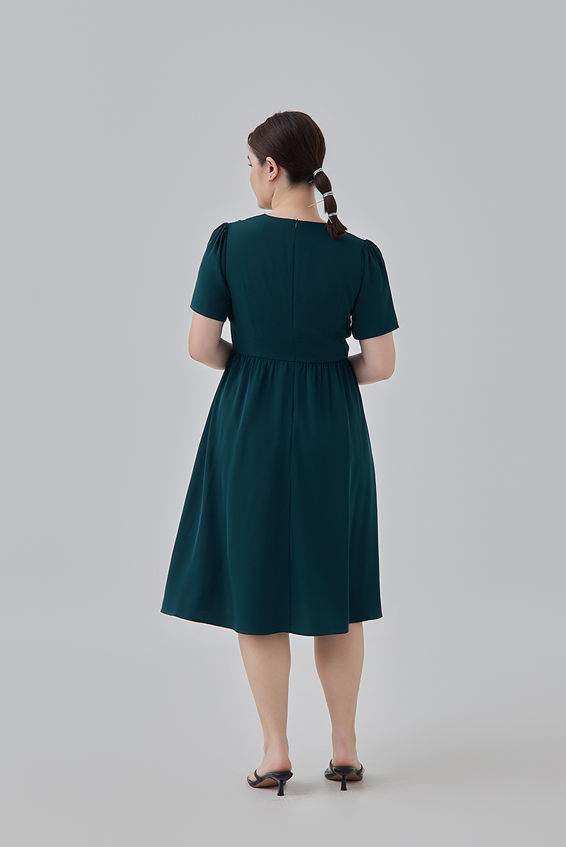 Kay V-Neck Dress in Pine