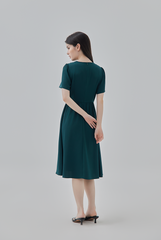 Kay V-Neck Dress in Pine