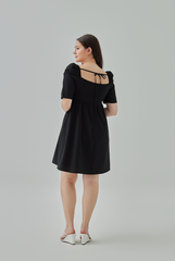 Janice Textured Babydoll Dress in Black