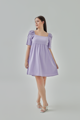 Janice Textured Babydoll Dress in Lilac 