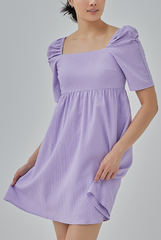 Janice Textured Babydoll Dress in Lilac