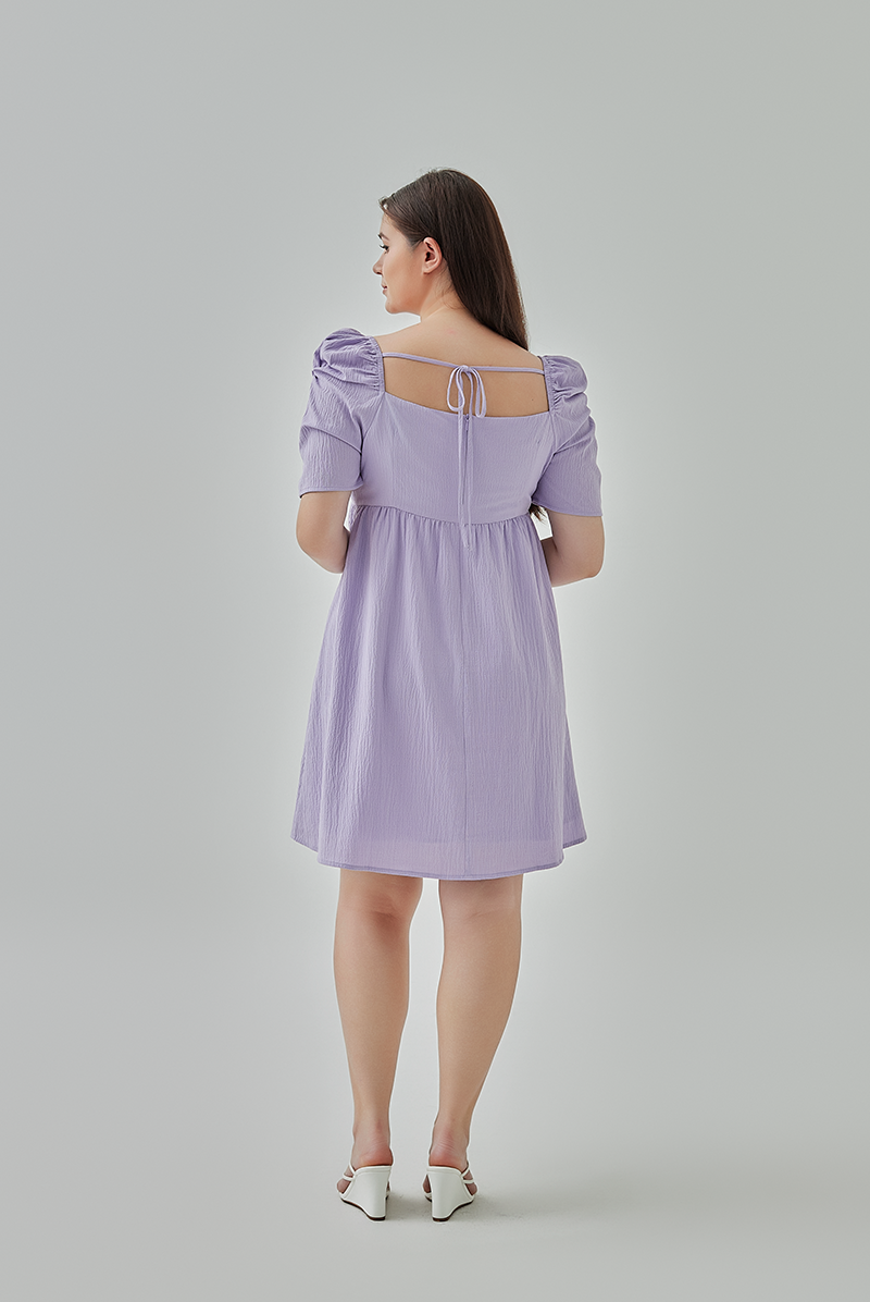 Janice Textured Babydoll Dress in Lilac