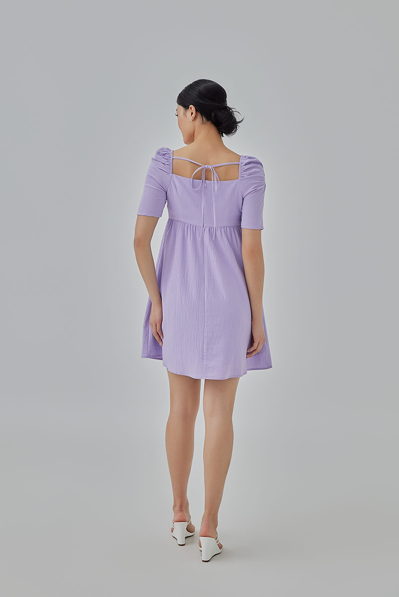 Janice Textured Babydoll Dress in Lilac