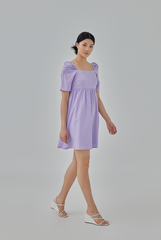 Janice Textured Babydoll Dress in Lilac