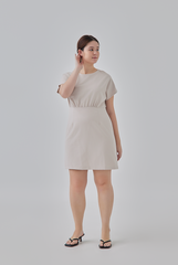 Chelsia Gathered Waist Mini Dress in Powder