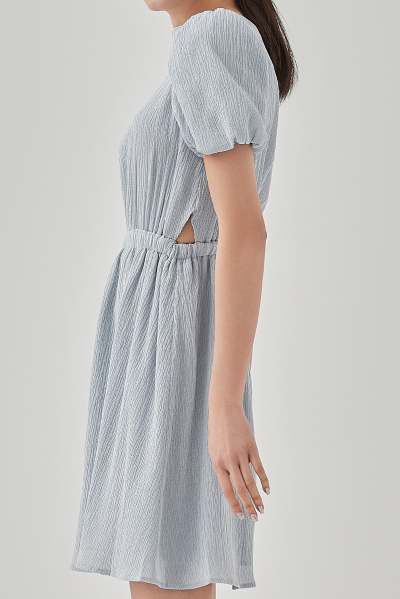 Minnie Textured Side Cut Out Dress in Cloud
