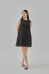 Gracey Floral Shift Dress in Black