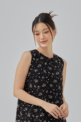 Gracey Floral Shift Dress in Black