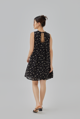 Gracey Floral Shift Dress in Black