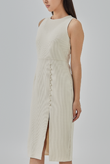 Laura Textured Pegged Dress in Beige