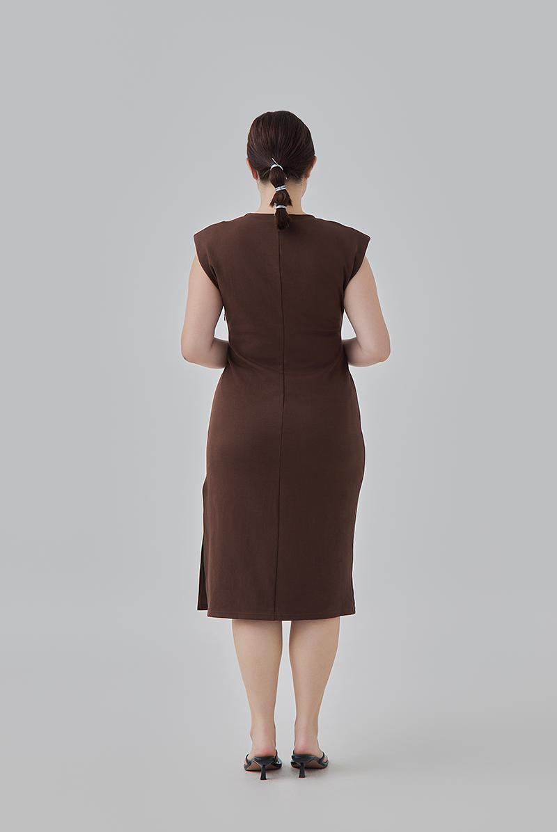 Valkyrie Body Fitted Dress in Chocolate