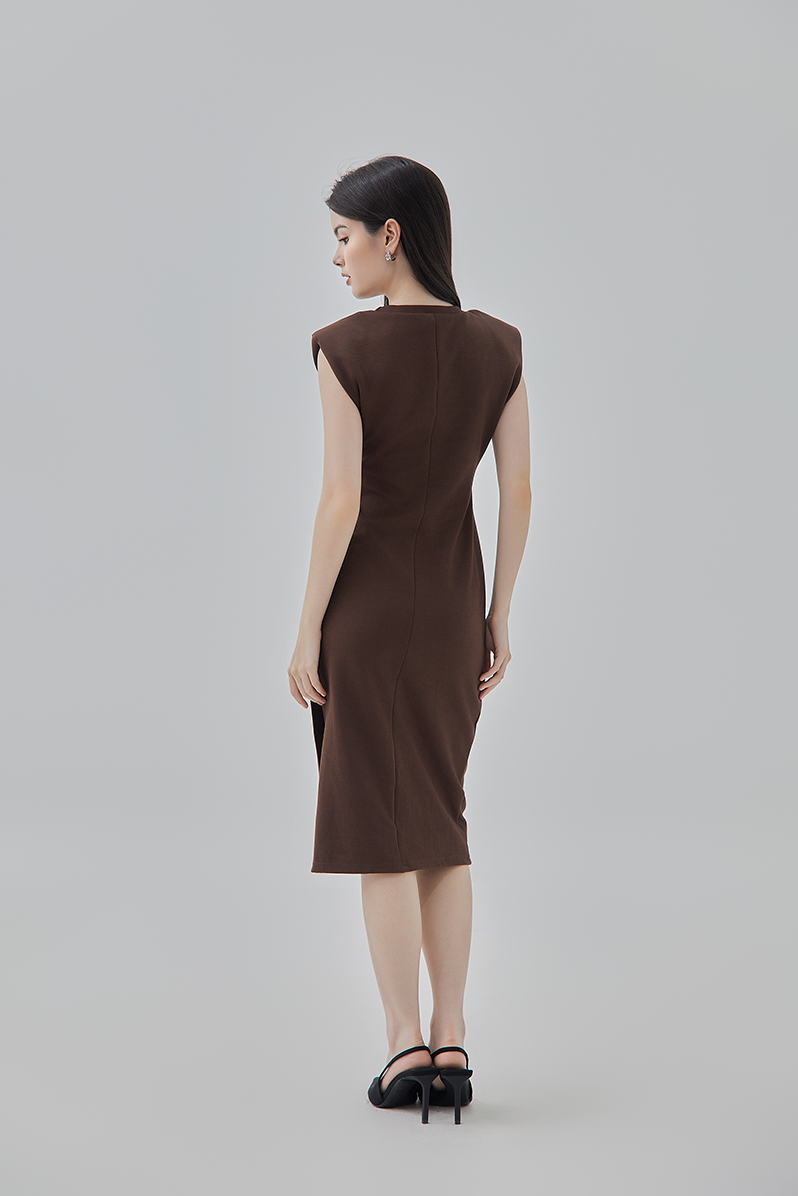 Valkyrie Body Fitted Dress in Chocolate