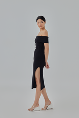 Mei Off-Shoulder Bodycon Dress in Black