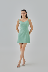 Priscilla Open Back Mini Dress in Jade