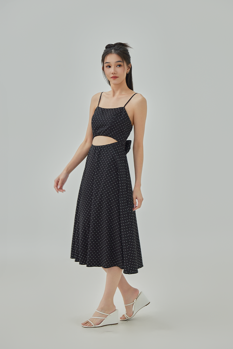 Brooklyn Front Cut-Out Polka Dots Dress