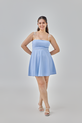 Ayleen Contrast Binding Skater Dress in Chambray Blue