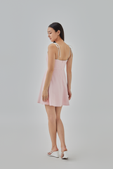 Ayleen Contrast Binding Skater Dress in Pink