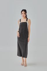 Roxanne Overall Midi Dress in Dark Grey