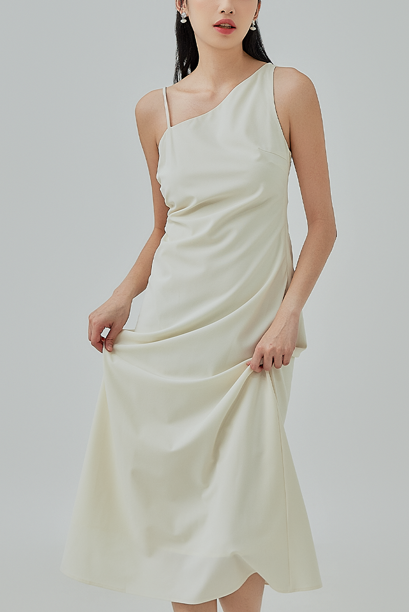 Auriellia Slanted Neckline Midi Dress