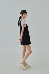 Kori Front Pockets Overall Mini Dress