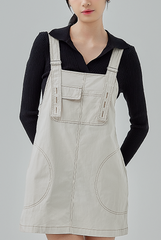 Kori Front Pockets Overall Mini Dress