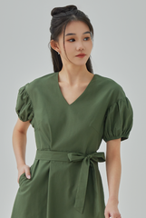 Athena Puff Sleeves A-Line Dress