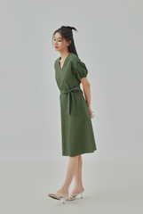 Athena Puff Sleeves A-Line Dress