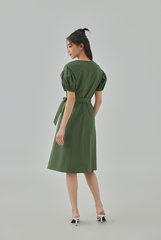 Athena Puff Sleeves A-Line Dress