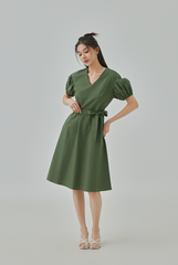 Athena Puff Sleeves A-Line Dress