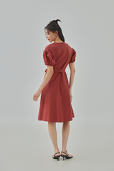 Athena Puff Sleeves A-Line Dress