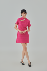 Meryl Front Cut-Out Tweed Cheongsam