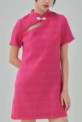 Meryl Front Cut-Out Tweed Cheongsam