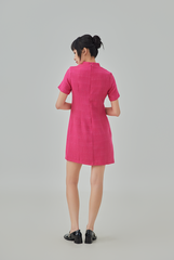 Meryl Front Cut-Out Tweed Cheongsam