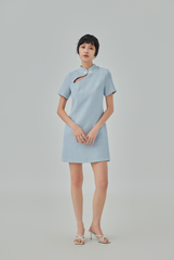 Meryl Front Cut-Out Tweed Cheongsam