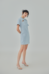 Meryl Front Cut-Out Tweed Cheongsam