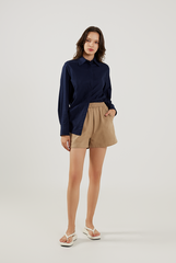 Elastic Waist Shorts in Khaki