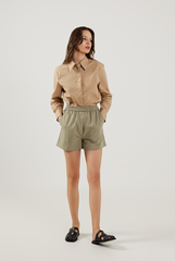 Elastic Waist Shorts in Tea