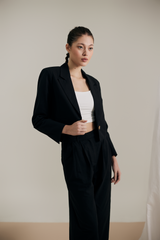 Cropped Blazer & Pants Set in Black