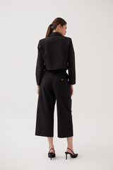 Cropped Blazer & Pants Set in Black